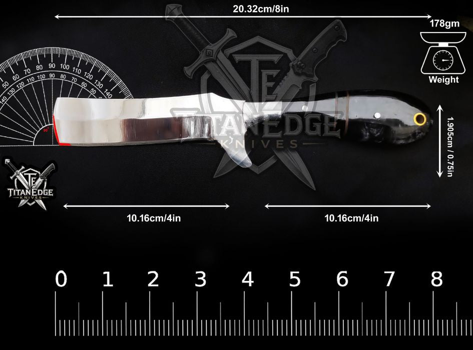 Custom Handcrafted Damascus/Carbon Steel Hunting Knife, 8-Inch Full Tang Skinning Blade, Bushcraft EDC Tool, Resin Handle Camping Tool