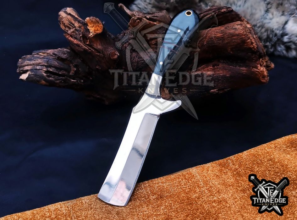 Custom Handcrafted Damascus/Carbon Steel Hunting Knife, 8-Inch Full Tang Skinning Blade, Bushcraft EDC Tool, Resin Handle Camping Tool