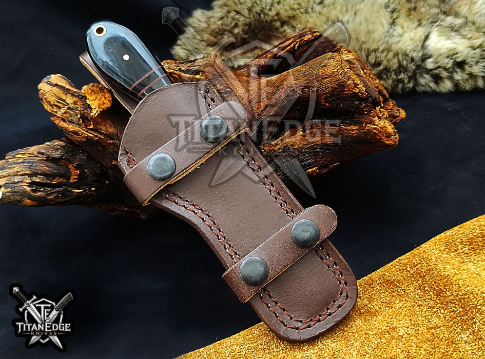 Custom Handcrafted Damascus/Carbon Steel Hunting Knife, 8-Inch Full Tang Skinning Blade, Bushcraft EDC Tool, Resin Handle Camping Tool