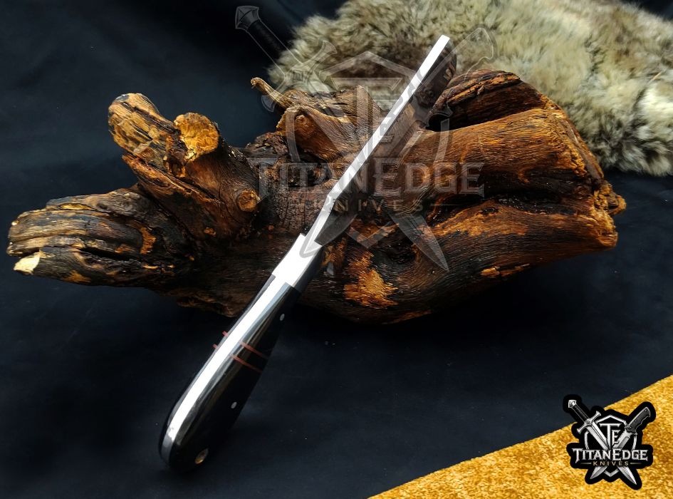Custom Handcrafted Damascus/Carbon Steel Hunting Knife, 8-Inch Full Tang Skinning Blade, Bushcraft EDC Tool, Resin Handle Camping Tool