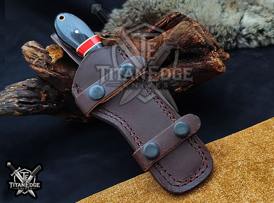 Custom Handcrafted Damascus/Carbon Steel Hunting Knife, 8-Inch Full Tang Skinning Blade, Bushcraft EDC Tool, Resin Handle Camping Tool