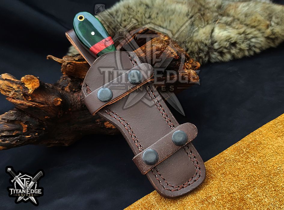 Custom Handcrafted Damascus/Carbon Steel Hunting Knife, 8-Inch Full Tang Skinning Blade, Bushcraft EDC Tool, Resin Handle Camping Tool