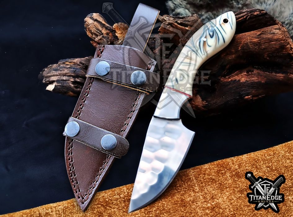 Custom Handcrafted Damascus/Carbon Steel Hunting Knife, 10-Inch Full Tang Skinning Blade, Bushcraft EDC Tool, Wood Handle Camping Tool (Copy)