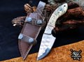 Custom Handcrafted Damascus/Carbon Steel Hunting Knife, 10-Inch Full Tang Skinning Blade, Bushcraft EDC Tool, Wood Handle Camping Tool (Copy)