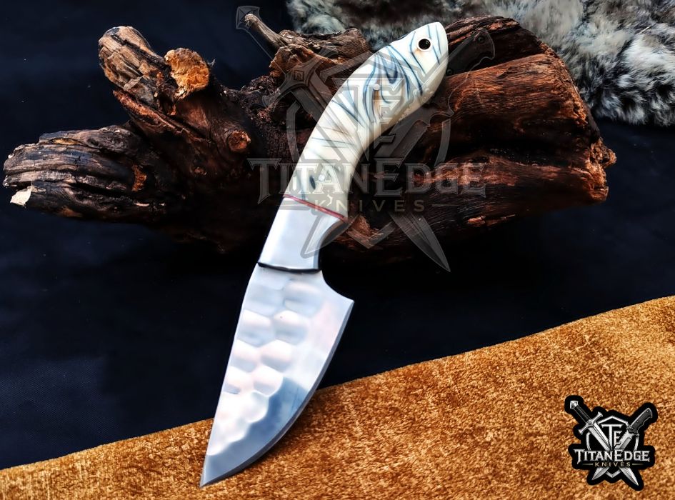 Custom Handcrafted Damascus/Carbon Steel Hunting Knife, 10-Inch Full Tang Skinning Blade, Bushcraft EDC Tool, Wood Handle Camping Tool (Copy)