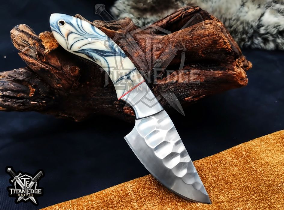 Custom Handcrafted Damascus/Carbon Steel Hunting Knife, 10-Inch Full Tang Skinning Blade, Bushcraft EDC Tool, Wood Handle Camping Tool (Copy)