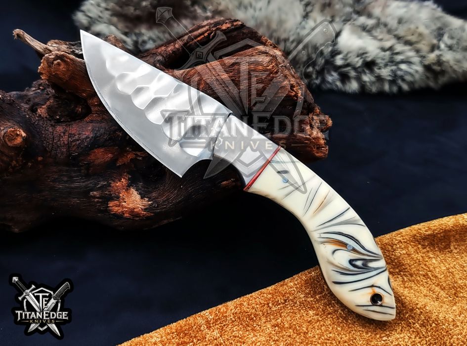 Custom Handcrafted Damascus/Carbon Steel Hunting Knife, 10-Inch Full Tang Skinning Blade, Bushcraft EDC Tool, Wood Handle Camping Tool (Copy)