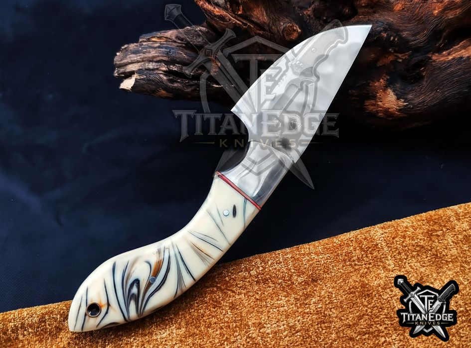 Custom Handcrafted Damascus/Carbon Steel Hunting Knife, 10-Inch Full Tang Skinning Blade, Bushcraft EDC Tool, Wood Handle Camping Tool (Copy)