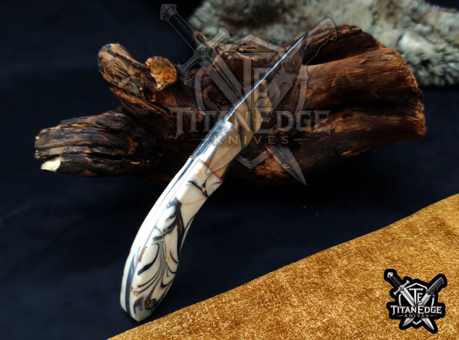 Custom Handcrafted Damascus/Carbon Steel Hunting Knife, 10-Inch Full Tang Skinning Blade, Bushcraft EDC Tool, Wood Handle Camping Tool (Copy)