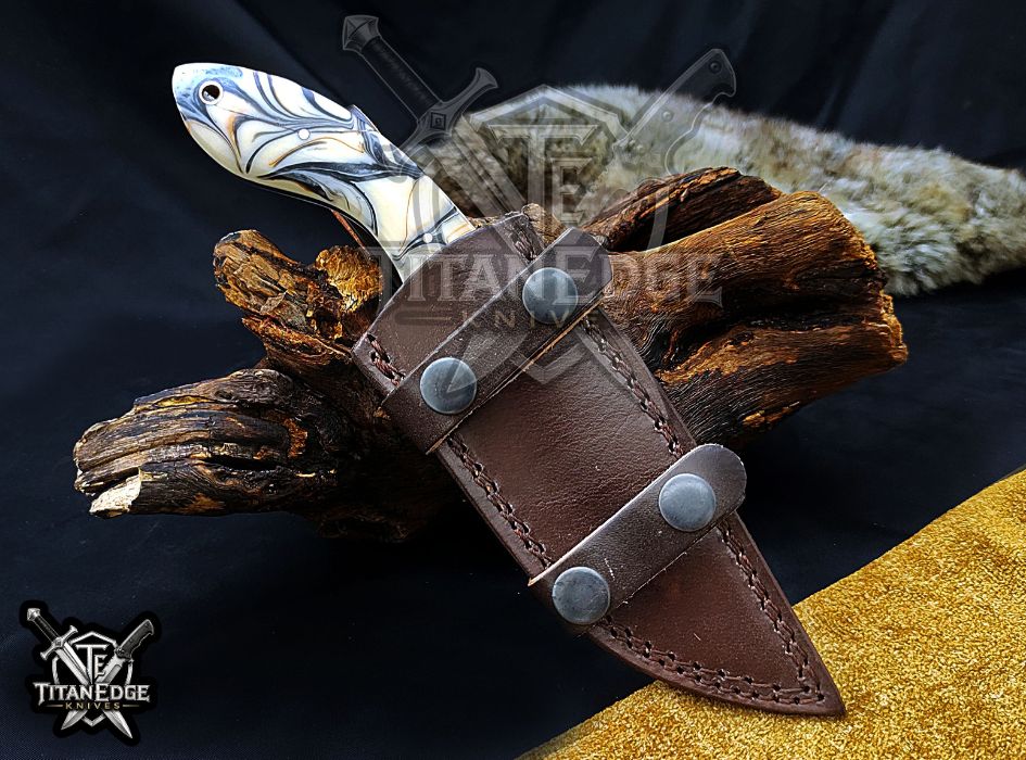 Custom Handcrafted Damascus/Carbon Steel Hunting Knife, 10-Inch Full Tang Skinning Blade, Bushcraft EDC Tool, Wood Handle Camping Tool (Copy)