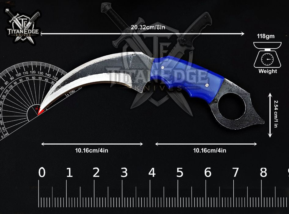 Handcrafted Karambit Knife, 8-Inch Tactical Claw Blade, Outdoor Hunting EDC Pocket Knife, Unique Groomsmen Gift, Collector Utility Knife