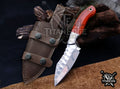 Custom Handcrafted Damascus/Carbon Steel Hunting Knife, 8-Inch Full Tang Skinning Blade, Bushcraft EDC Tool, Resin Handle Camping Tool