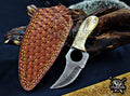 Custom Handcrafted Damascus/Carbon Steel Hunting Knife, 6-Inch Full Tang Skinning Blade, Bushcraft EDC Tool, Wood Handle Camping Tool