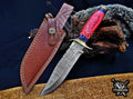 Custom Handcrafted Damascus  Hunting Knife, 10-Inch Full Tang Skinning Blade, Bushcraft EDC Tool, Wood Handle Camping Tool