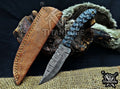 Personalized Handcrafted Damascus Hunting Knife, 8-Inch Full Tang Skinning Blade, Bushcraft EDC Tool, Wood Handle Camping Tool