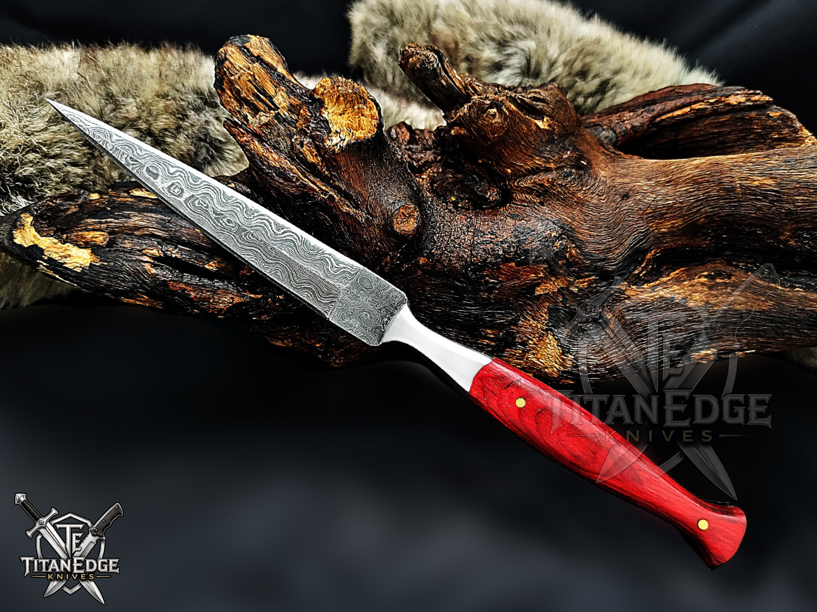 Personalized Handmade 8.75 Inch Damascus Steel Needle Point Dagger Boot Knife, Fixed Blade Boot Knife, Wood Handle, Men's Gift With Sheath