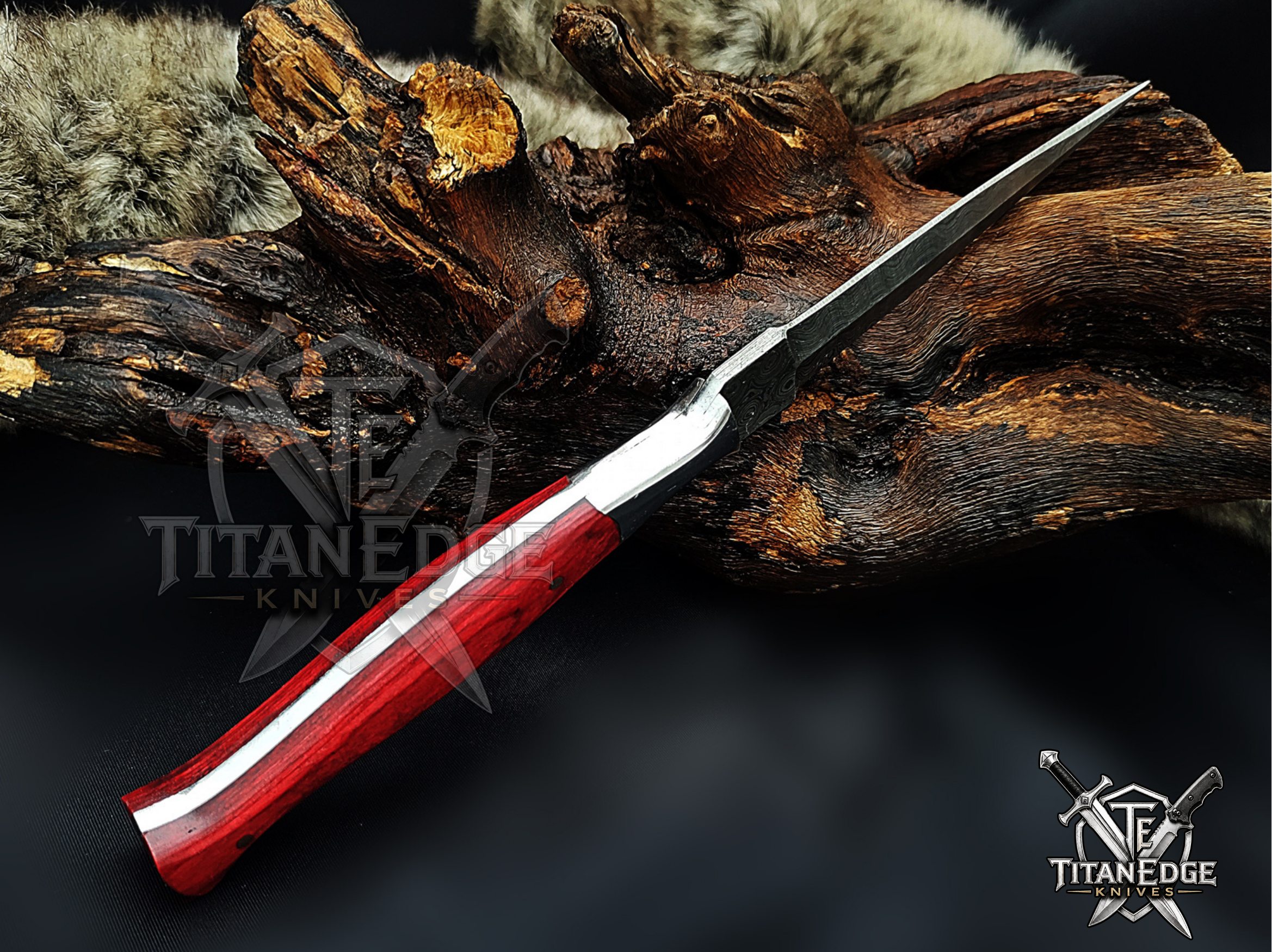 Personalized Handmade 8.75 Inch Damascus Steel Needle Point Dagger Boot Knife, Fixed Blade Boot Knife, Wood Handle, Men's Gift With Sheath
