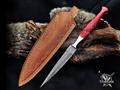 Personalized Handmade 8.75 Inch Damascus Steel Needle Point Dagger Boot Knife, Fixed Blade Boot Knife, Wood Handle, Men's Gift With Sheath