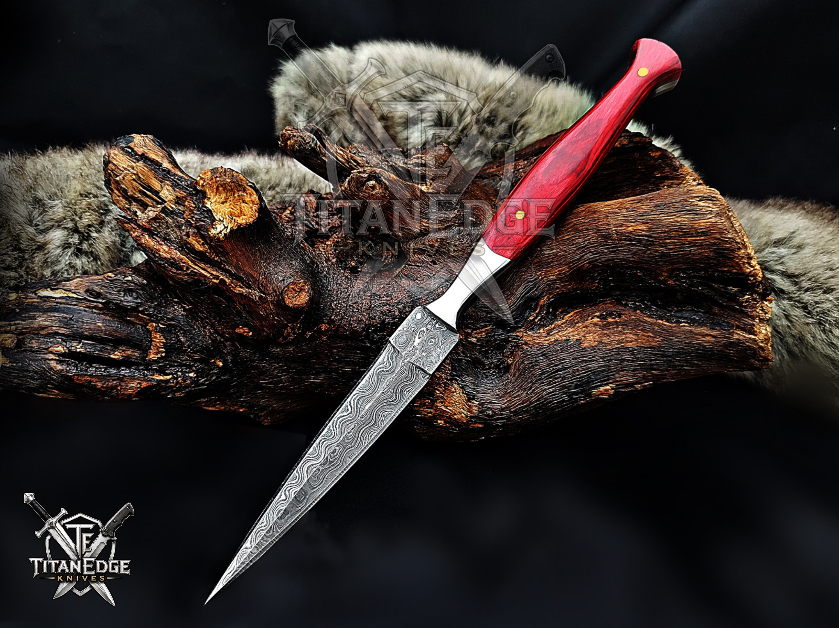 Personalized Handmade 8.75 Inch Damascus Steel Needle Point Dagger Boot Knife, Fixed Blade Boot Knife, Wood Handle, Men's Gift With Sheath