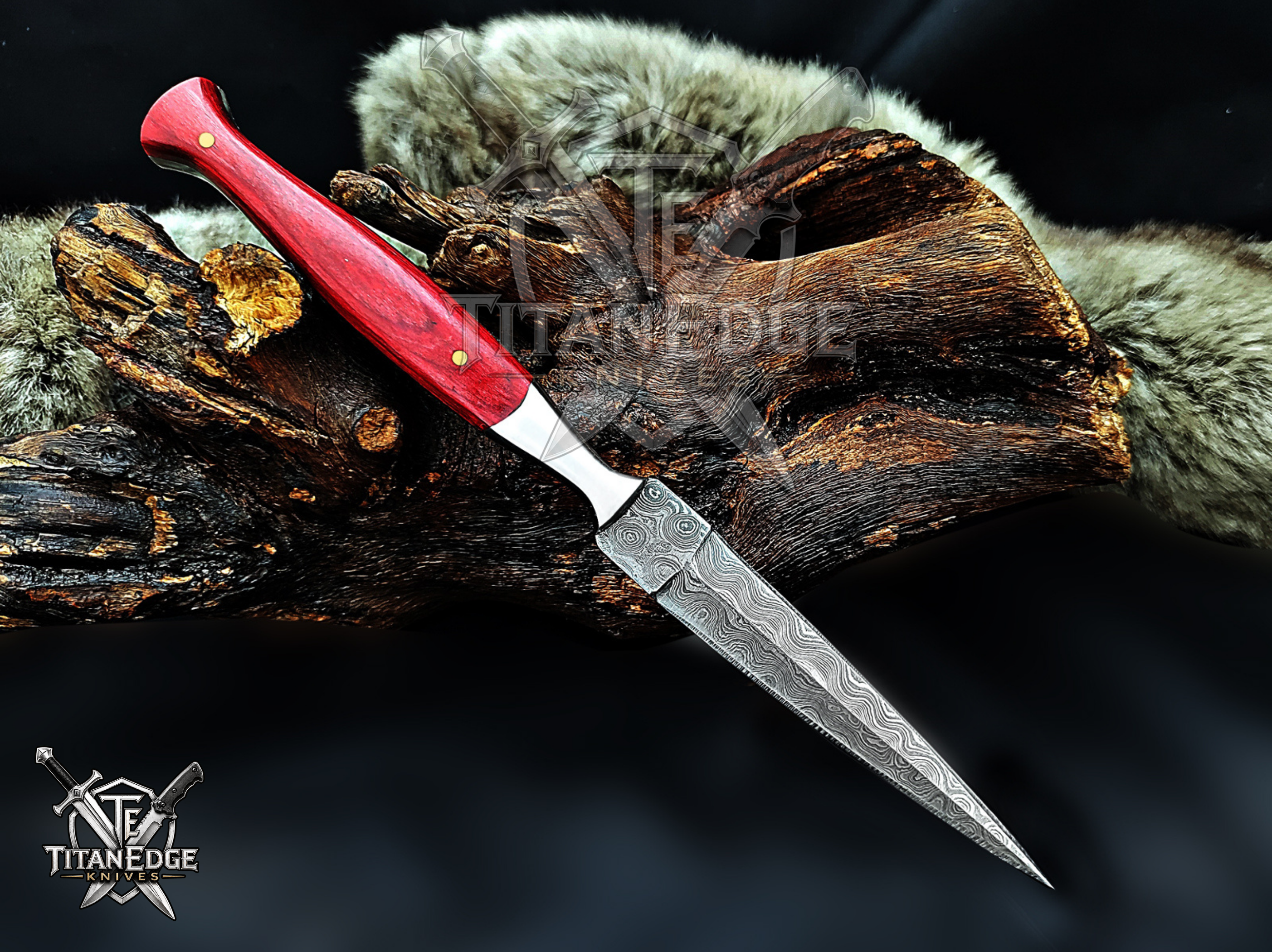 Personalized Handmade 8.75 Inch Damascus Steel Needle Point Dagger Boot Knife, Fixed Blade Boot Knife, Wood Handle, Men's Gift With Sheath