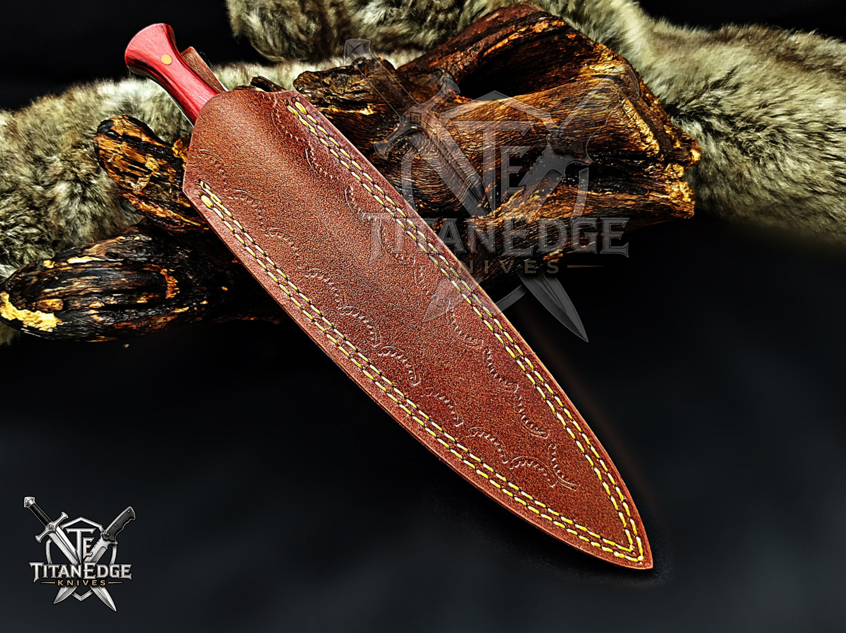 Personalized Handmade 8.75 Inch Damascus Steel Needle Point Dagger Boot Knife, Fixed Blade Boot Knife, Wood Handle, Men's Gift With Sheath