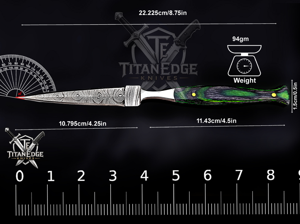 Personalized Handmade 8.75 Inch Damascus Steel Needle Point Dagger Boot Knife, Fixed Blade Boot Knife, Wood Handle, Men's Gift With Sheath
