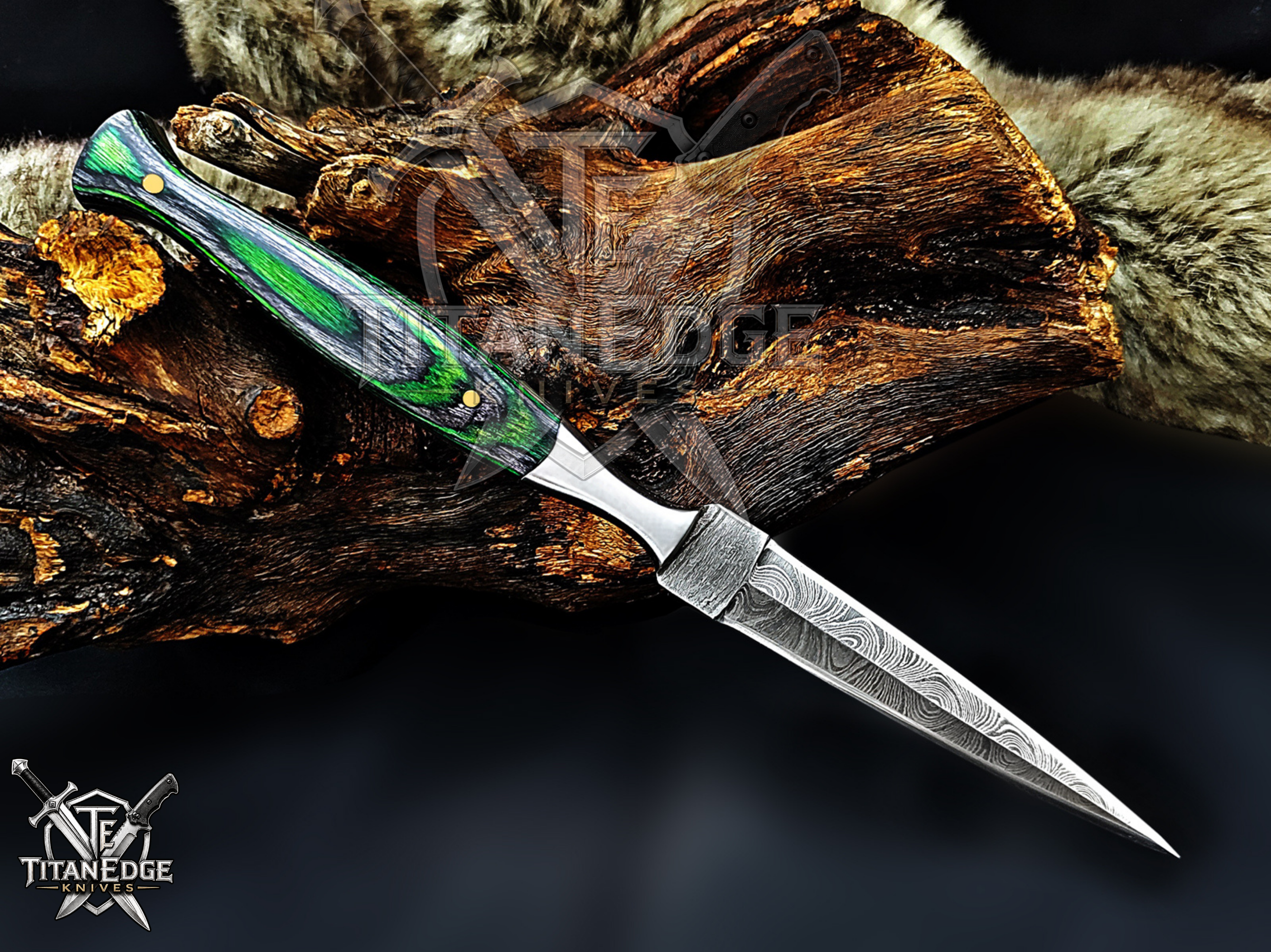 Personalized Handmade 8.75 Inch Damascus Steel Needle Point Dagger Boot Knife, Fixed Blade Boot Knife, Wood Handle, Men's Gift With Sheath