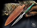 Personalized Handmade 8.75 Inch Damascus Steel Needle Point Dagger Boot Knife, Fixed Blade Boot Knife, Wood Handle, Men's Gift With Sheath