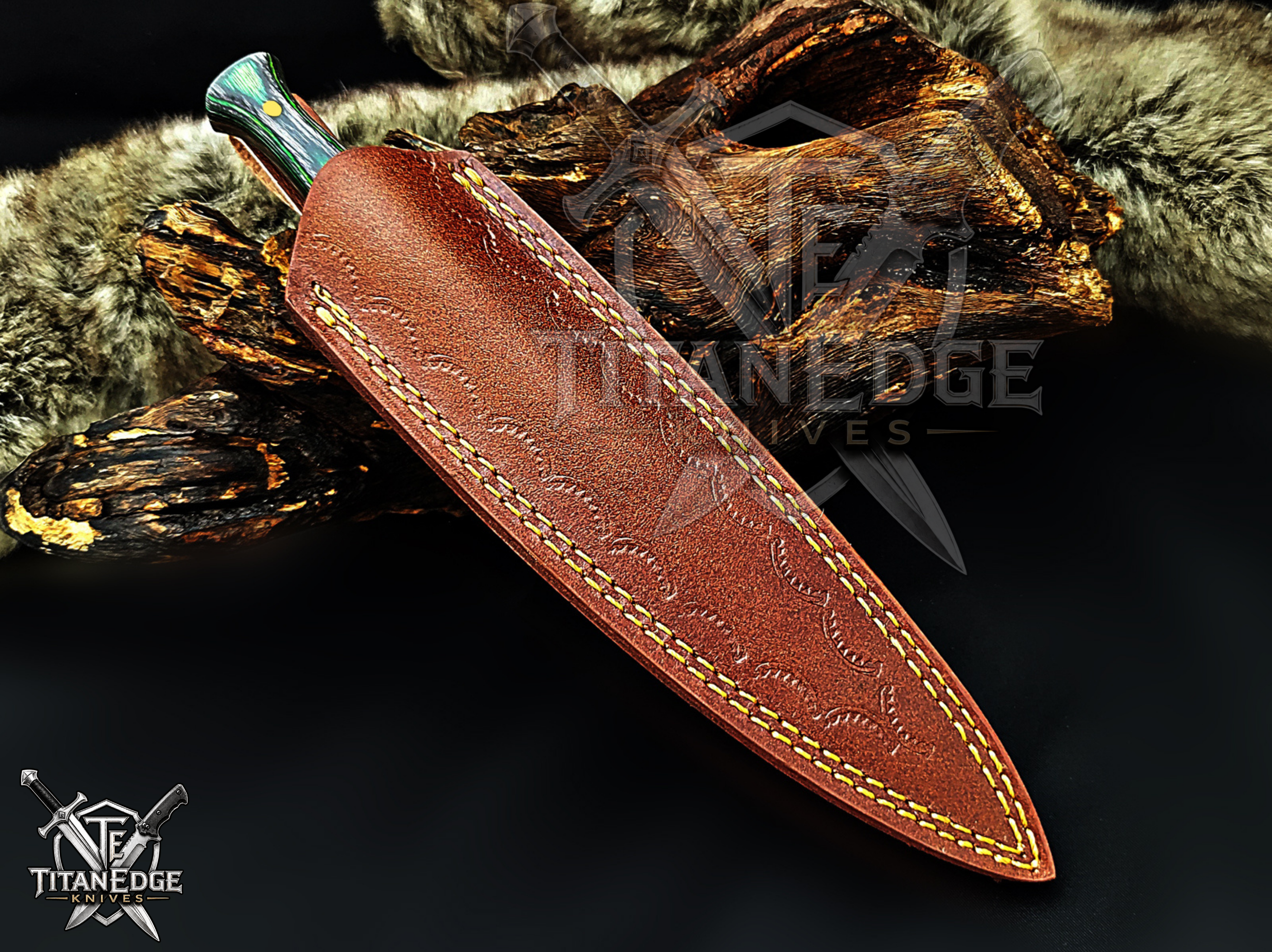 Personalized Handmade 8.75 Inch Damascus Steel Needle Point Dagger Boot Knife, Fixed Blade Boot Knife, Wood Handle, Men's Gift With Sheath