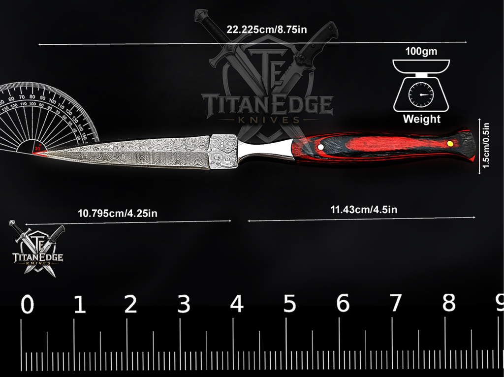 Personalized Handmade 8.75 Inch Damascus Steel Needle Point Dagger Boot Knife, Fixed Blade Boot Knife, Wood Handle, Men's Gift With Sheath