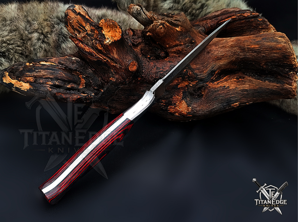 Personalized Handmade 8.75 Inch Damascus Steel Needle Point Dagger Boot Knife, Fixed Blade Boot Knife, Wood Handle, Men's Gift With Sheath