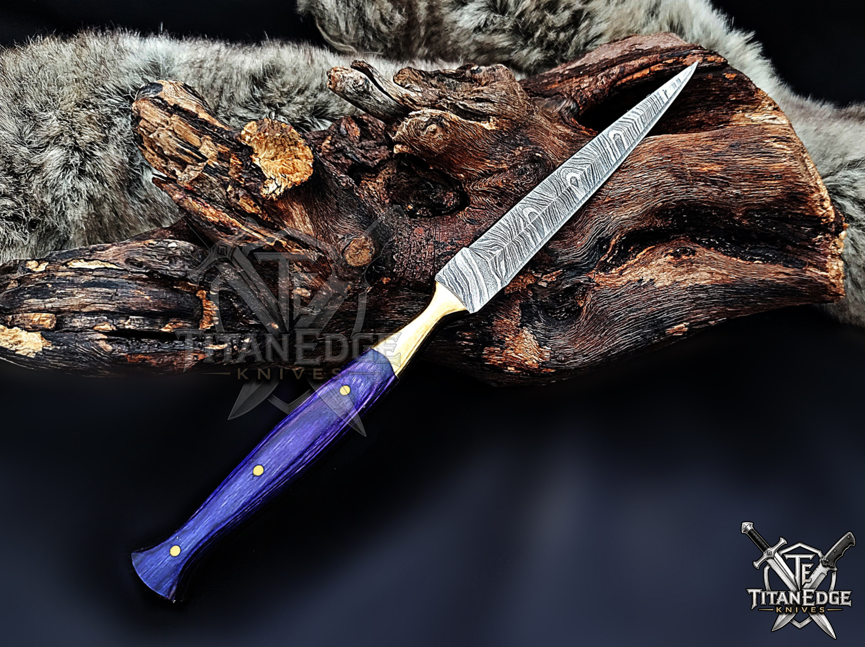 Personalized Handmade 8.75 Inch Damascus Steel Needle Point Dagger Boot Knife, Fixed Blade Boot Knife, Wood Handle, Men's Gift With Sheath