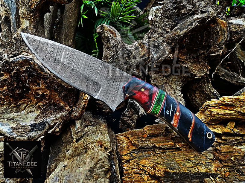 Personalized Handmade Damascus Steel Bowie Knife Hunting Knife: Forged Camping Knife, Gift for Groomsmen With Leather Sheath