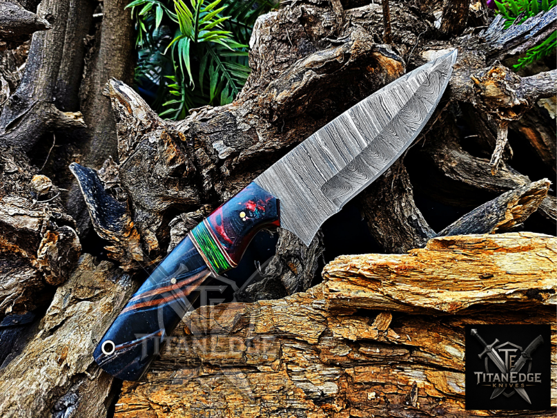 Personalized Handmade Damascus Steel Bowie Knife Hunting Knife: Forged Camping Knife, Gift for Groomsmen With Leather Sheath