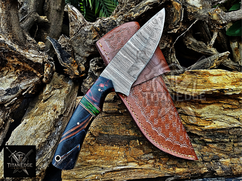 Personalized Handmade Damascus Steel Bowie Knife Hunting Knife: Forged Camping Knife, Gift for Groomsmen With Leather Sheath