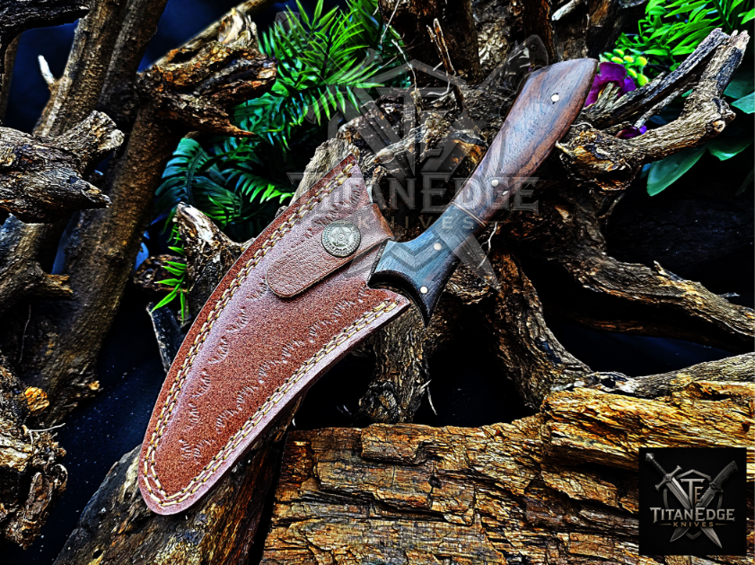 Personalized Handmade Damascus Steel Bowie Knife Hunting Knife: Forged Camping Knife, Gift for Groomsmen With Leather Sheath