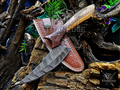 Personalized Handmade Damascus Steel Bowie Knife Hunting Knife: Forged Camping Knife, Gift for Groomsmen With Leather Sheath