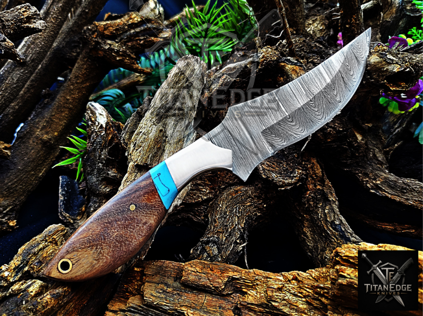 Personalized Handmade Damascus Steel Bowie Knife Hunting Knife: Forged Camping Knife, Gift for Groomsmen With Leather Sheath