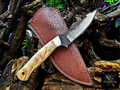 Personalized Handmade Damascus Steel Bowie Knife Hunting Knife: Forged Camping Knife, Gift for Groomsmen With Leather Sheath