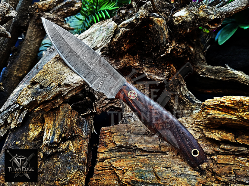 Personalized Handmade Damascus Steel Bowie Knife Hunting Knife: Forged Camping Knife, Gift for Groomsmen With Leather Sheath