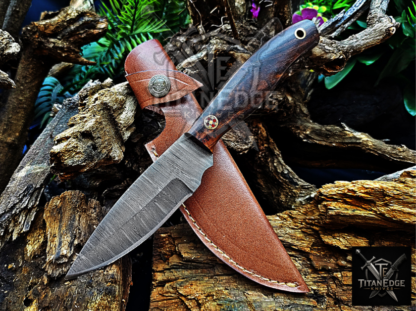 Personalized Handmade Damascus Steel Bowie Knife Hunting Knife: Forged Camping Knife, Gift for Groomsmen With Leather Sheath