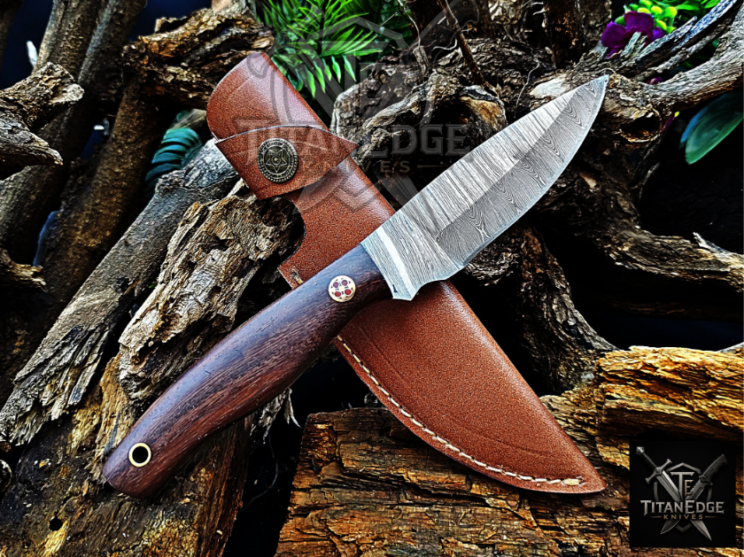 Personalized Handmade Damascus Steel Bowie Knife Hunting Knife: Forged Camping Knife, Gift for Groomsmen With Leather Sheath