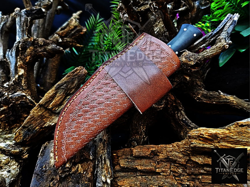 Personalized Handmade Damascus Steel Bowie Knife Hunting Knife: Forged Camping Knife, Gift for Groomsmen With Leather Sheath
