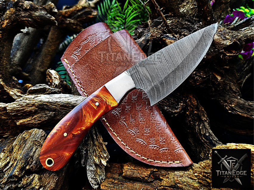 Personalized Handmade Damascus Steel Bowie Knife Hunting Knife: Forged Camping Knife, Gift for Groomsmen With Leather Sheath