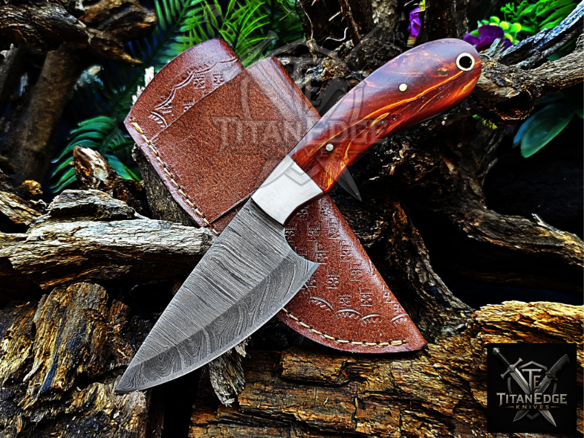Personalized Handmade Damascus Steel Bowie Knife Hunting Knife: Forged Camping Knife, Gift for Groomsmen With Leather Sheath