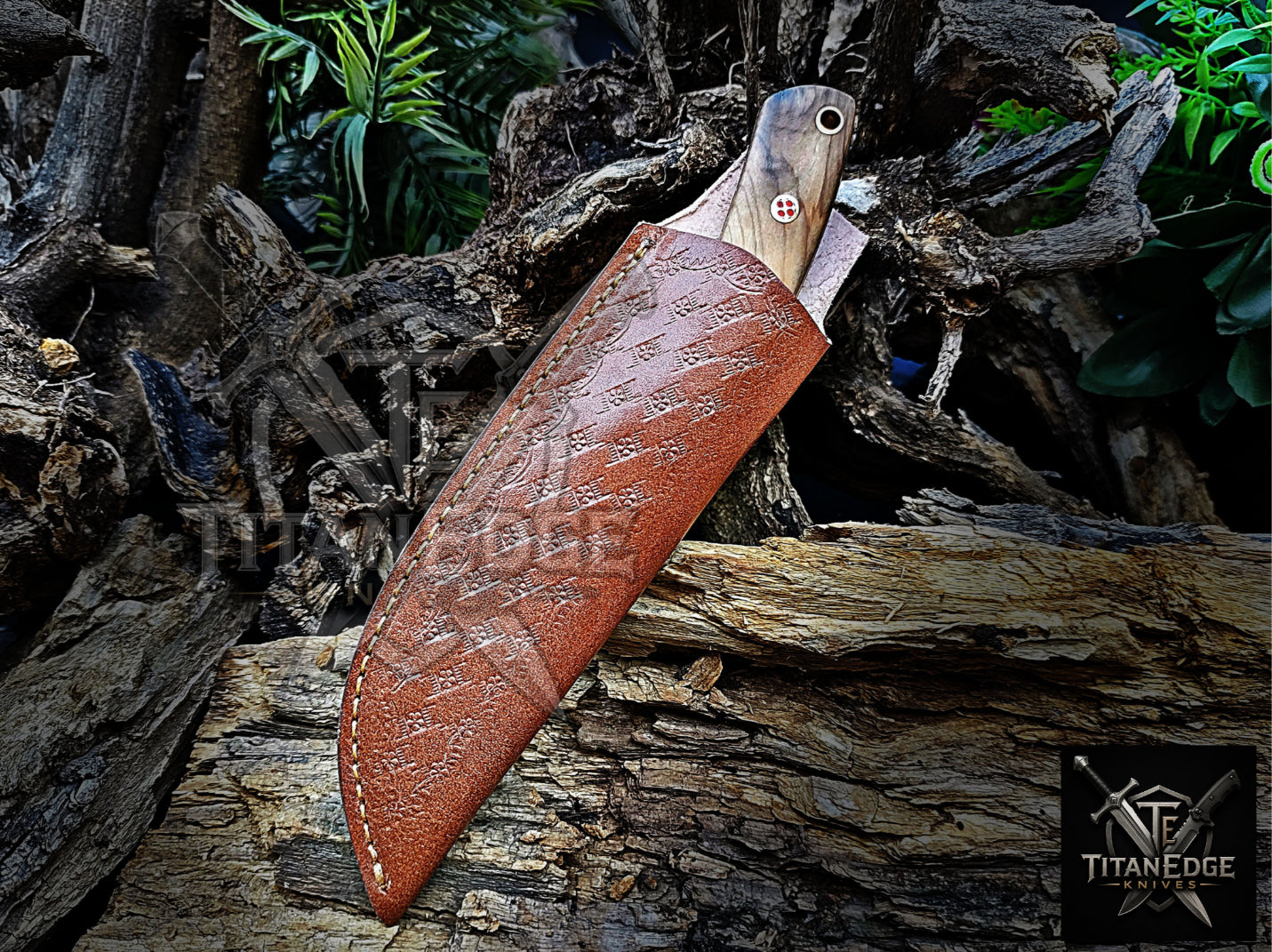 Personalized Handmade Damascus Steel Bowie Knife Hunting Knife: Forged Camping Knife, Gift for Groomsmen With Leather Sheath