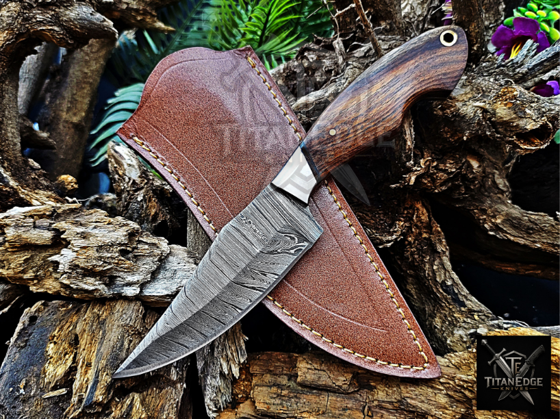 Personalized Handmade Damascus Steel Bowie Knife Hunting Knife: Forged Camping Knife, Gift for Groomsmen With Leather Sheath