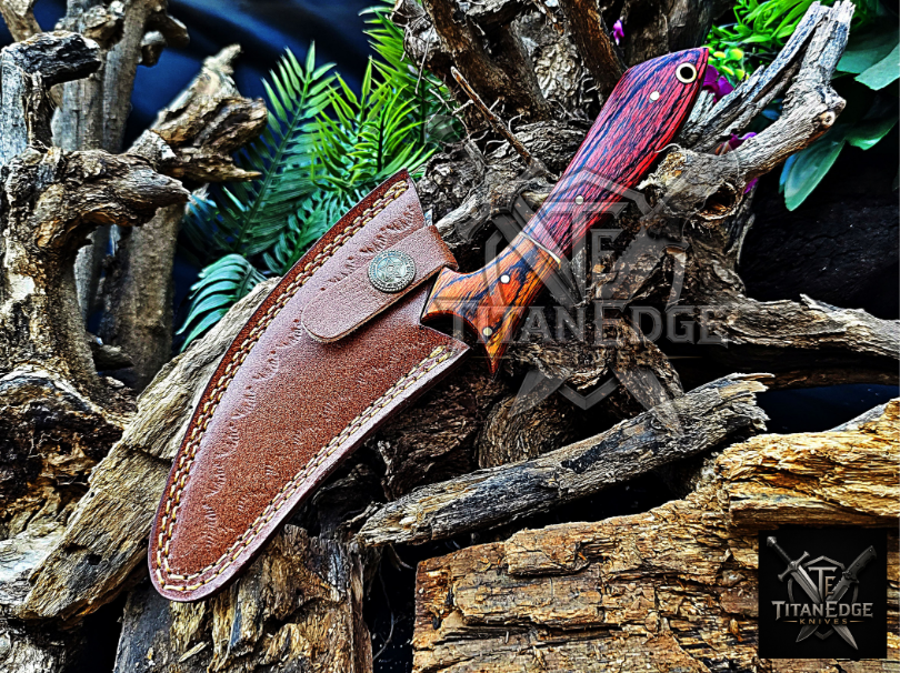 Personalized Handmade Damascus Steel Bowie Knife Hunting Knife: Forged Camping Knife, Gift for Groomsmen With Leather Sheath