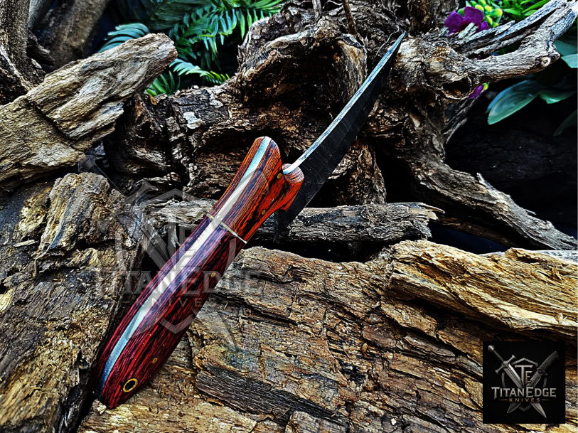 Personalized Handmade Damascus Steel Bowie Knife Hunting Knife: Forged Camping Knife, Gift for Groomsmen With Leather Sheath