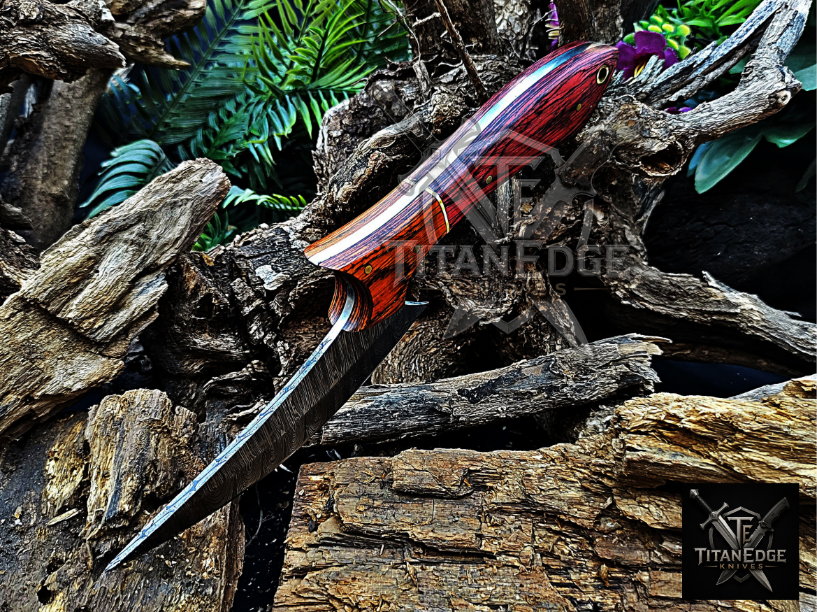 Personalized Handmade Damascus Steel Bowie Knife Hunting Knife: Forged Camping Knife, Gift for Groomsmen With Leather Sheath